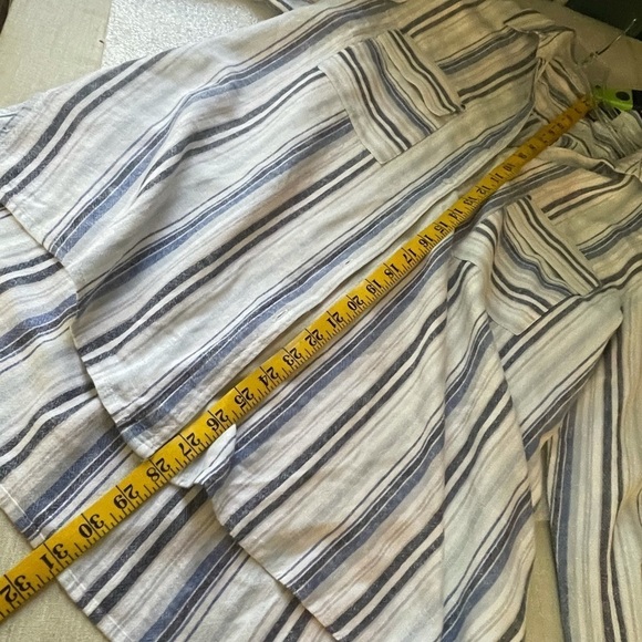 Linen Blue and White Striped JONES NEW YORK Signature button down blouse top XL - Picture 9 of 9
